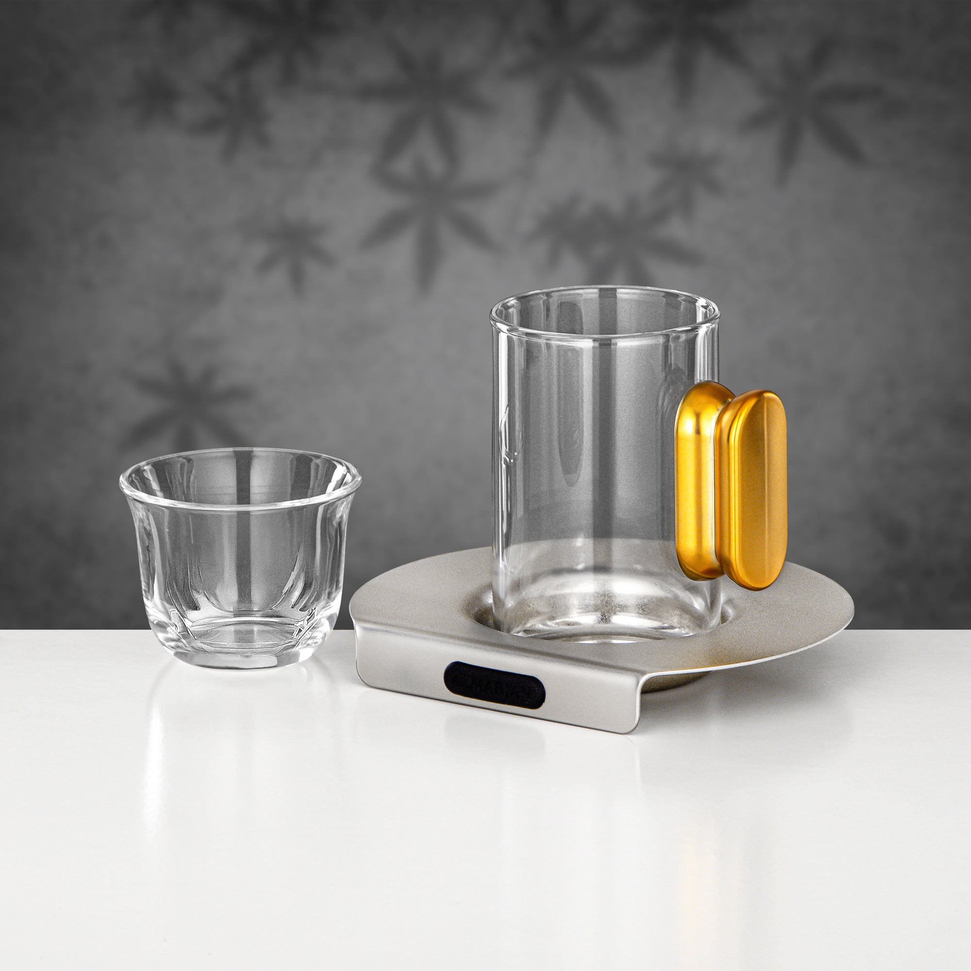 Almarjan 21 Pieces Tea & Coffee Set, Matt Nickel & Matt Gold