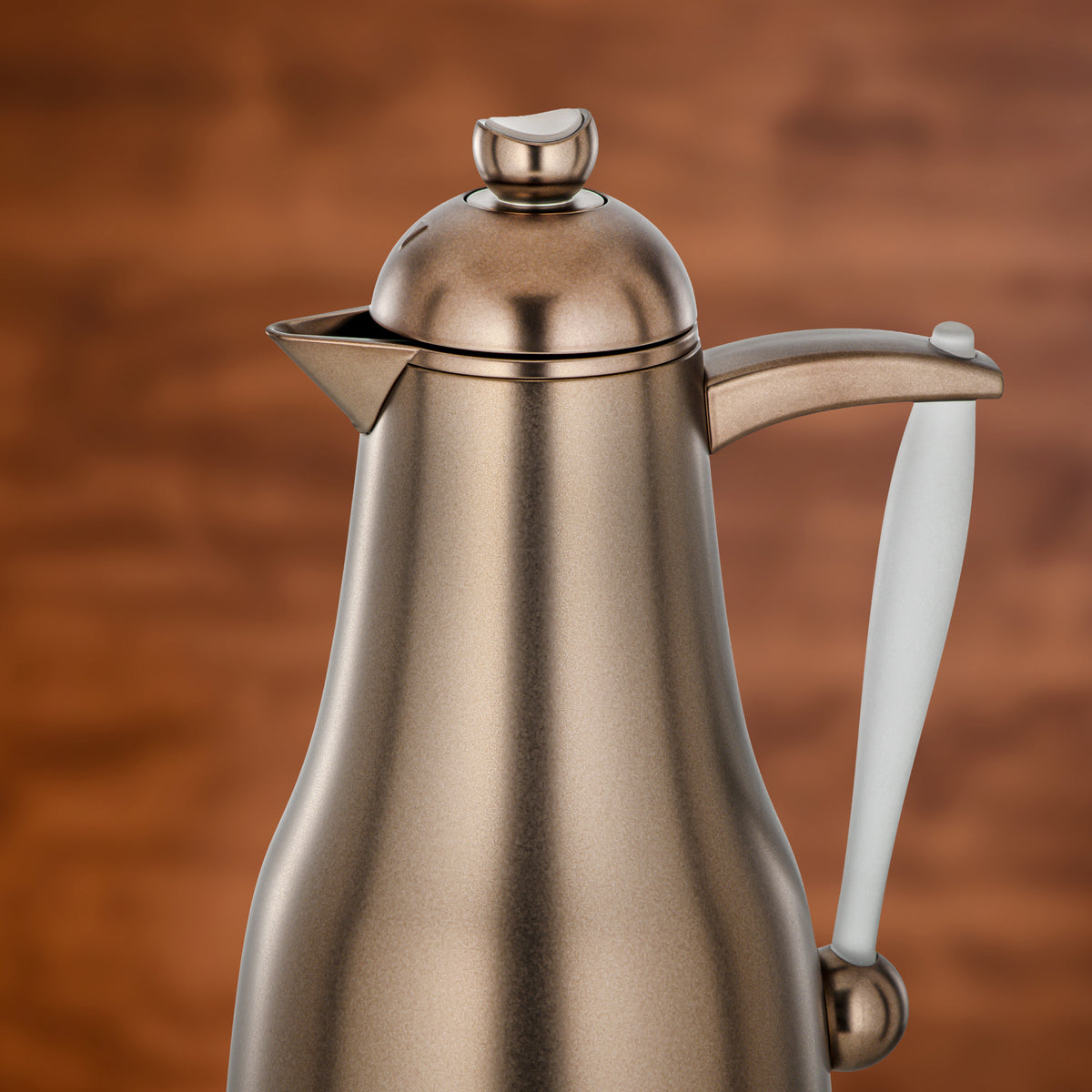 Almarjan 2 Pieces Vacuum Flask Set, Metallic Brown & Frost Acrylic