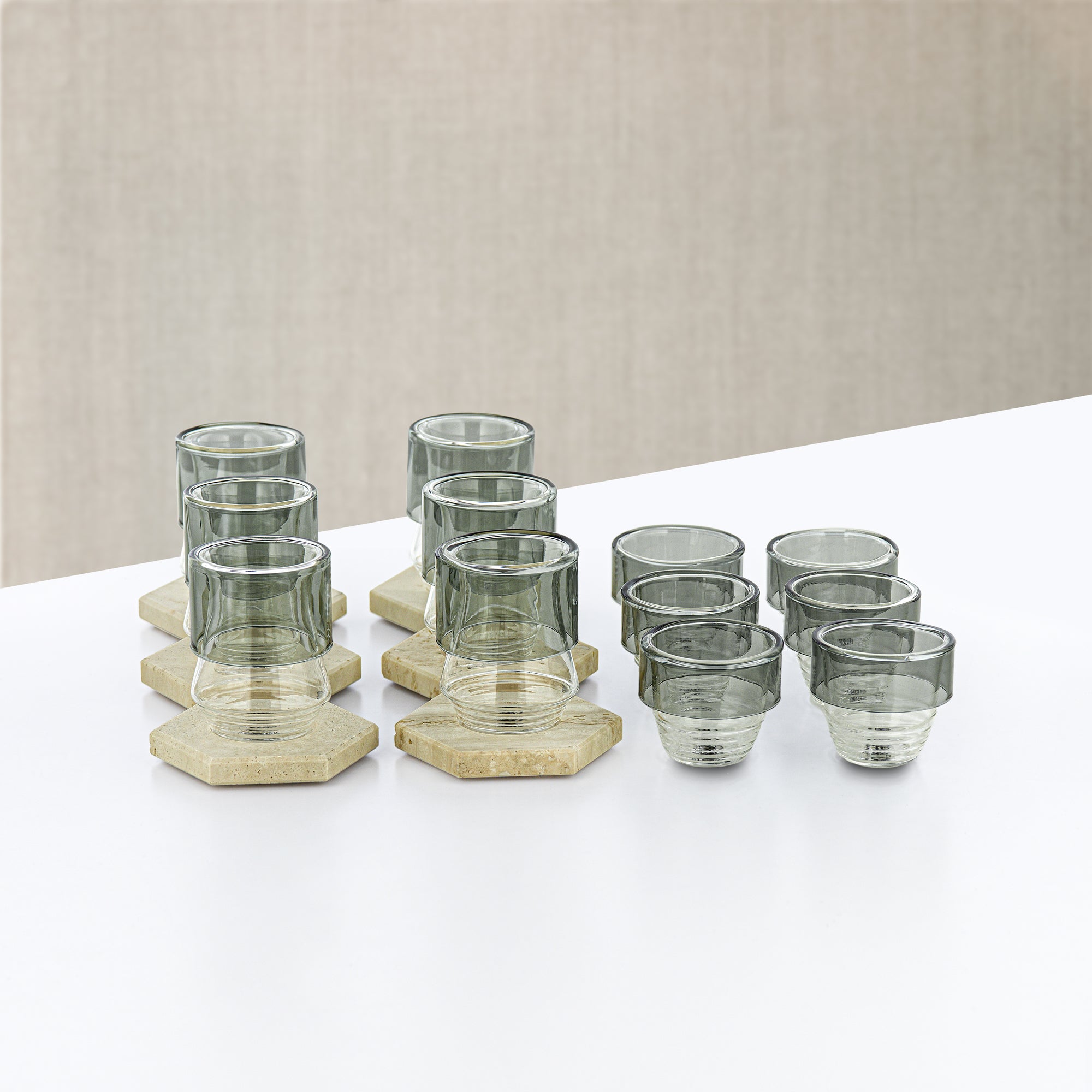 طقم شاي وقهوة عربية المرجان، 18 قطعة، زجاج وترافرتين