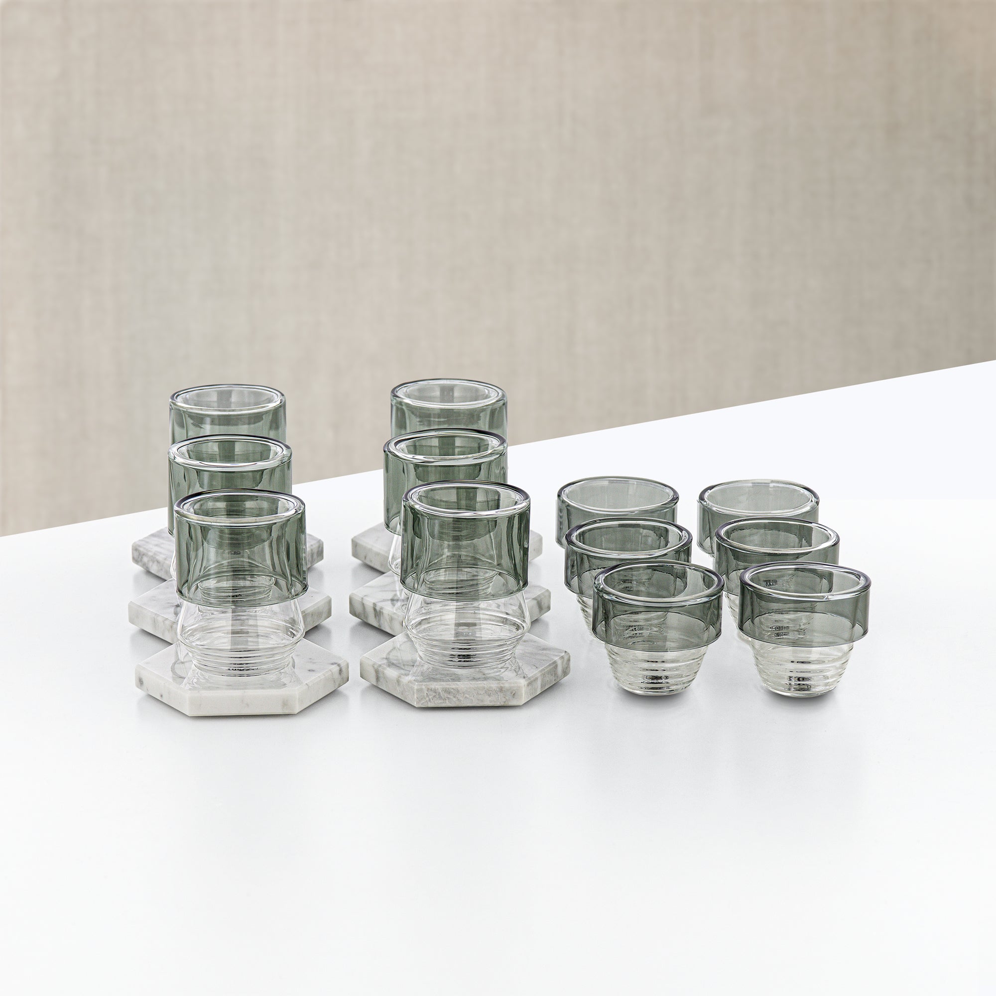 طقم شاي وقهوة عربية المرجان، 18 قطعة، زجاج ورخام