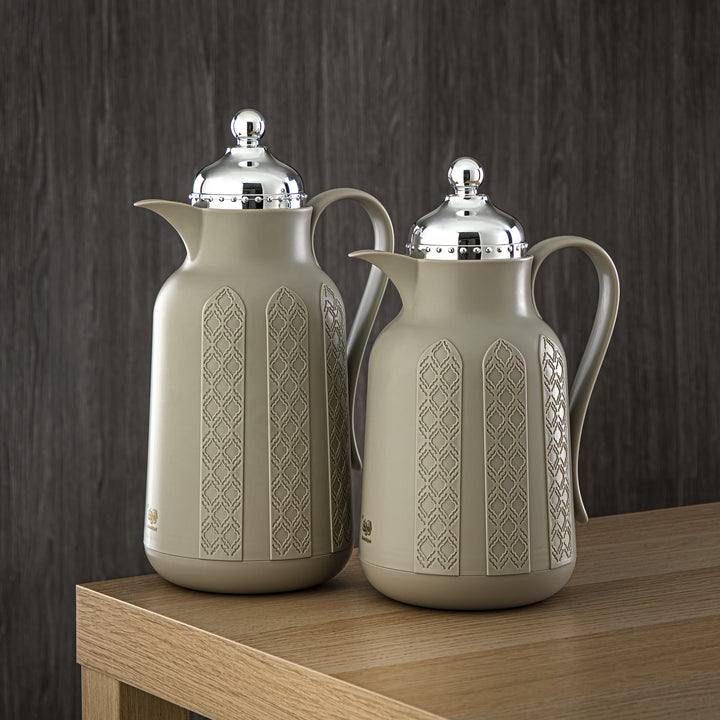 Almarjan 2 Pieces Vacuum Flask Set Soft Grey & Silver - GT110-070/100 SG/C