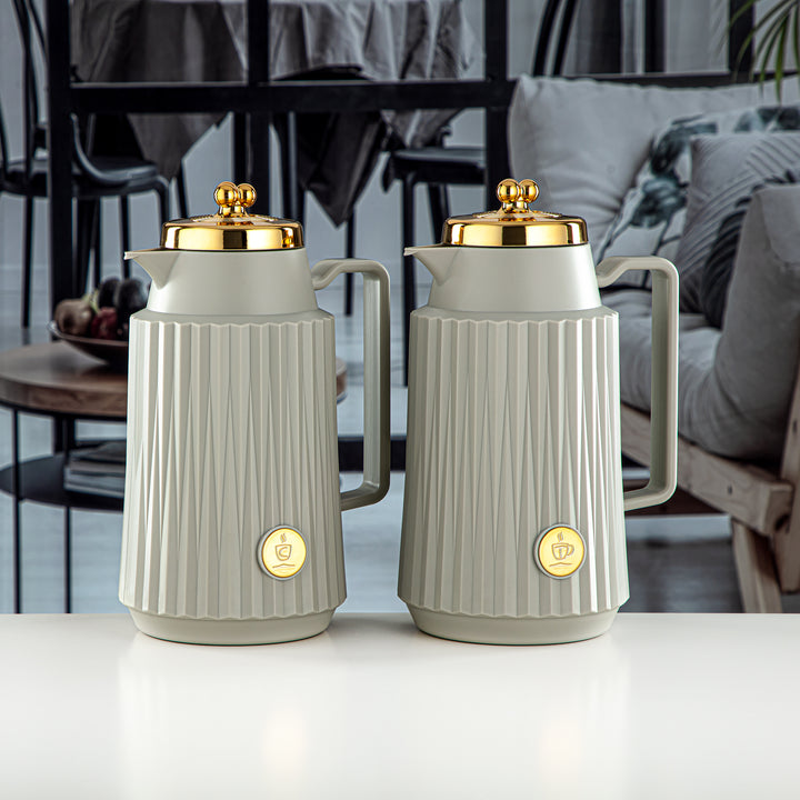 Almarjan 2 Pieces Vacuum Flask Set Soft Grey & Gold - GT111AB-100 SG/G