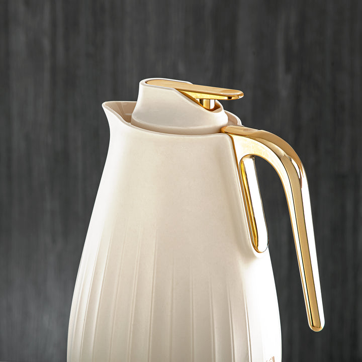 Almarjan 1 Liter Vacuum Flask Ivory & Gold - GT114-100 IV/G