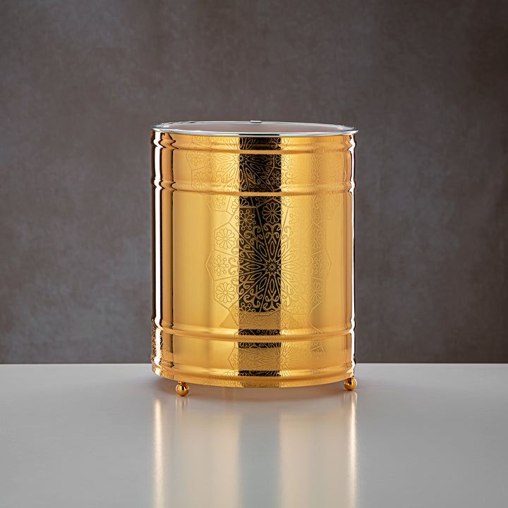 Almarjan 2 Pieces Dustbin & Tissue Box Set Gold - HT2305018