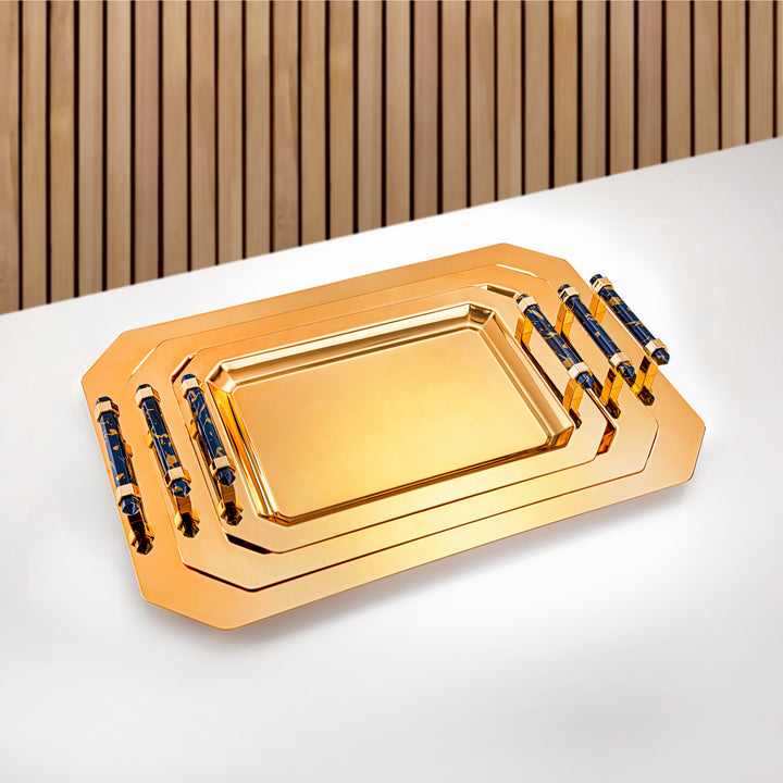 Almarjan 3 Pieces Serving Tray Set Gold - HT2308003