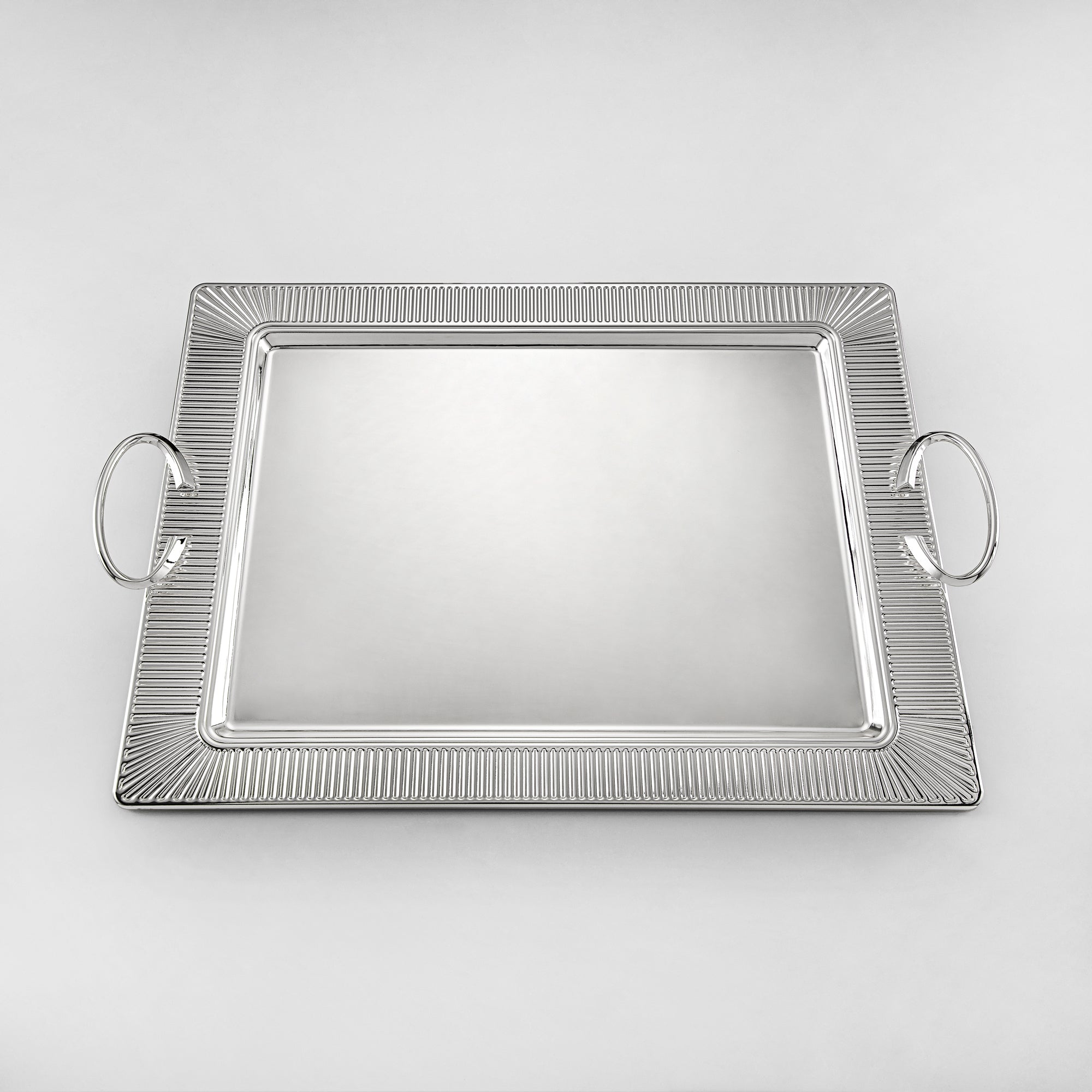 Almarjan Serving Tray Set - 3 Pieces, Silver (HT2408019) | Ramadan & Eid