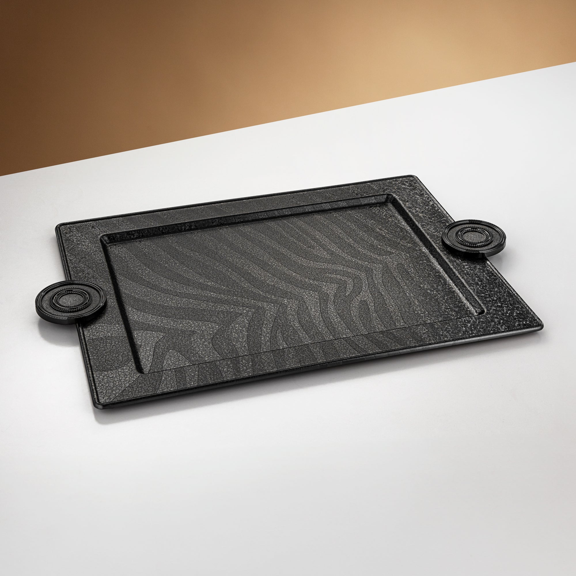 Almarjan Serving Tray 59 cm Black Crackle