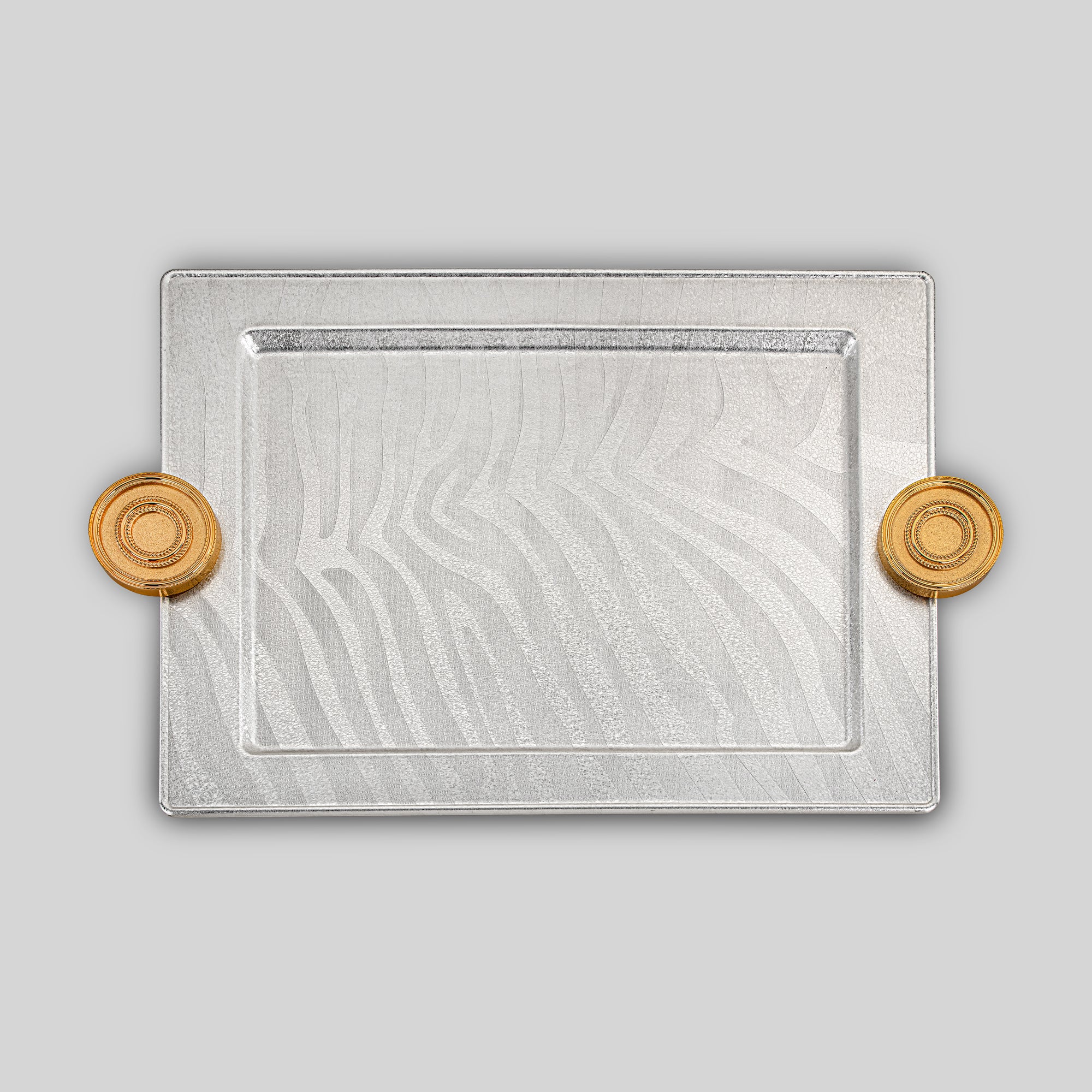 Almarjan Serving Tray 59 cm Silver & Gold Crackle