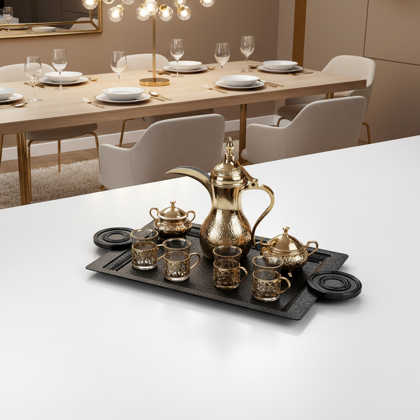 صينية تقديم المرجان ٤٩ سم أسود متشقق