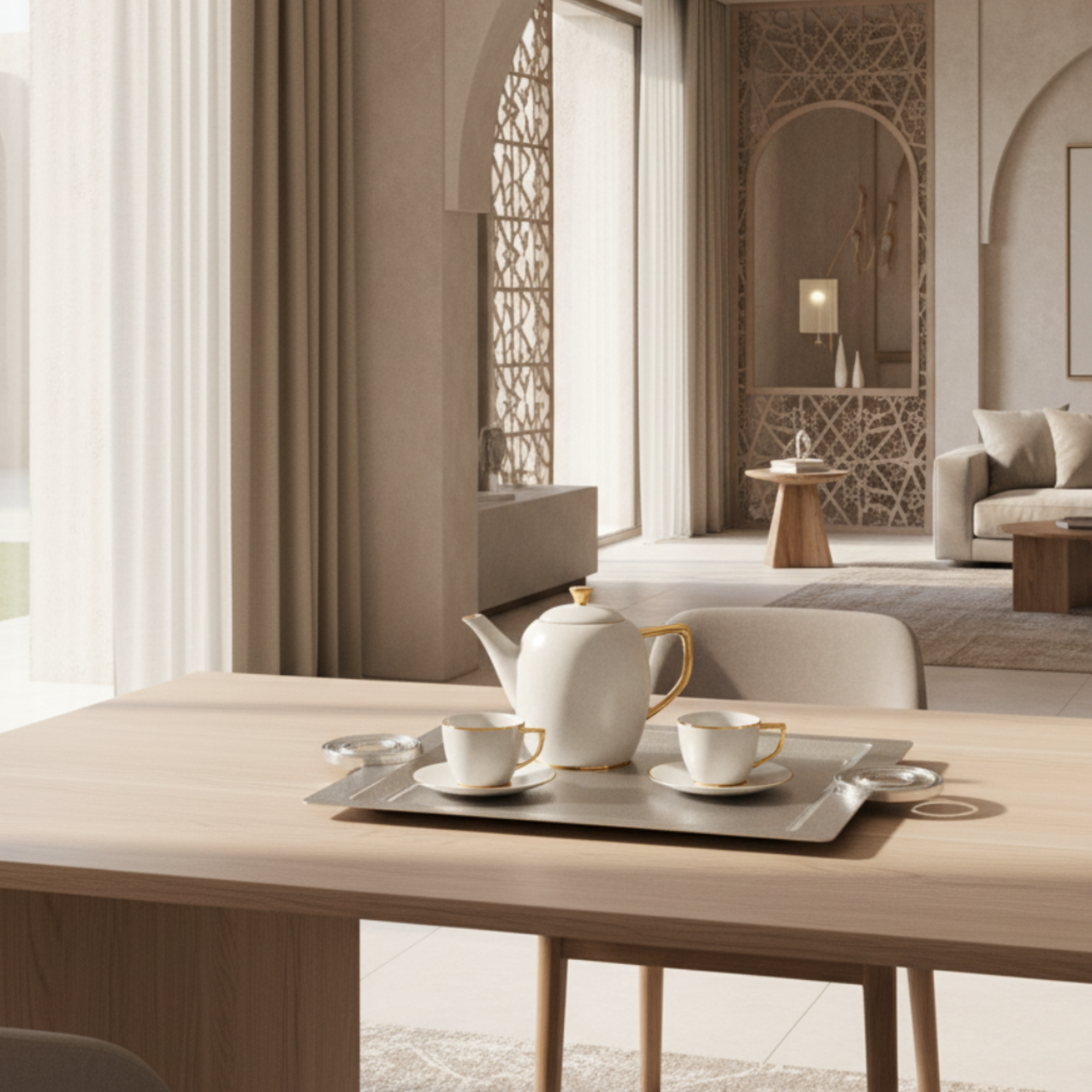 صينية تقديم المرجان 54 سم فضي متشقق