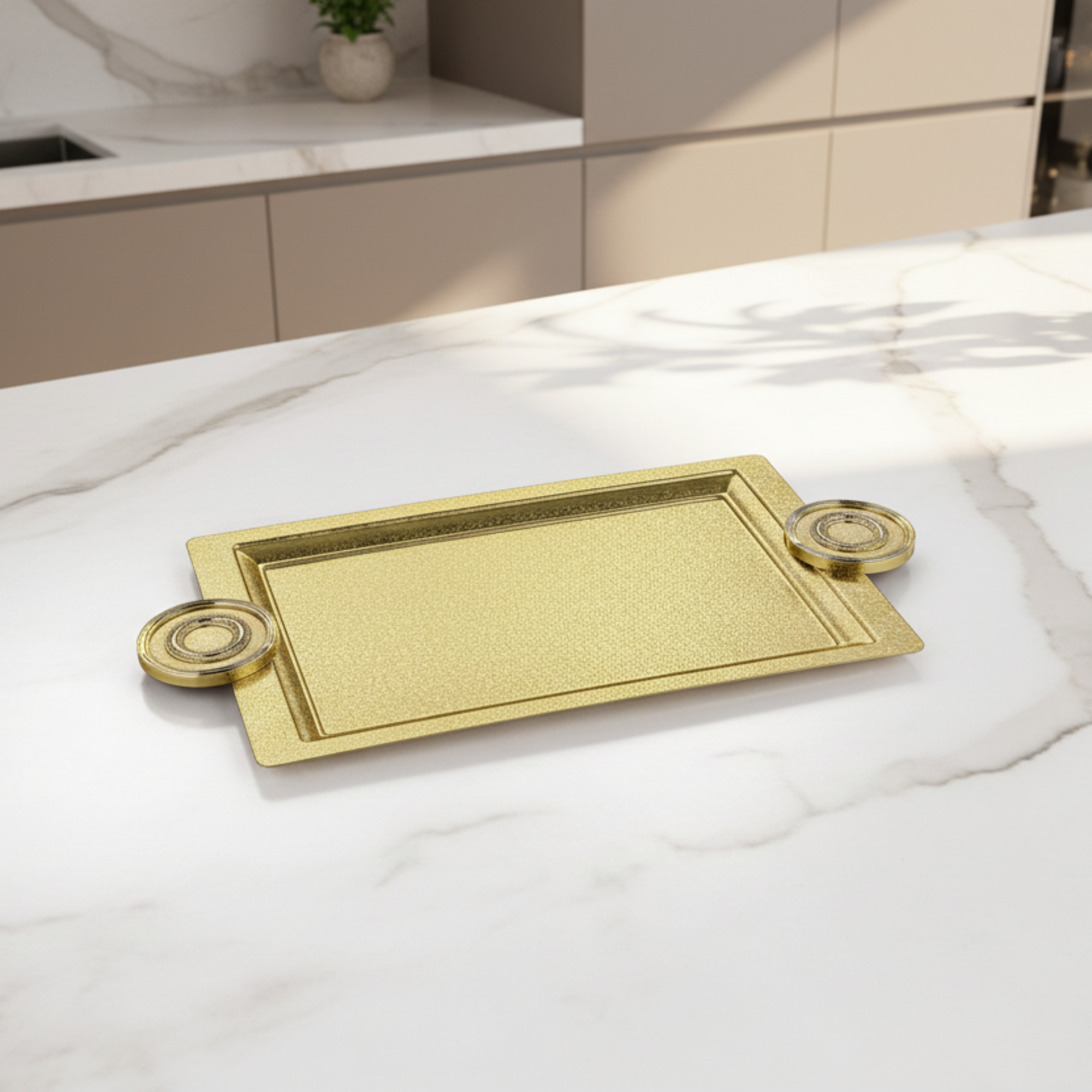 صينية تقديم المرجان ٤٩ سم نحاس بتأثير التشقق