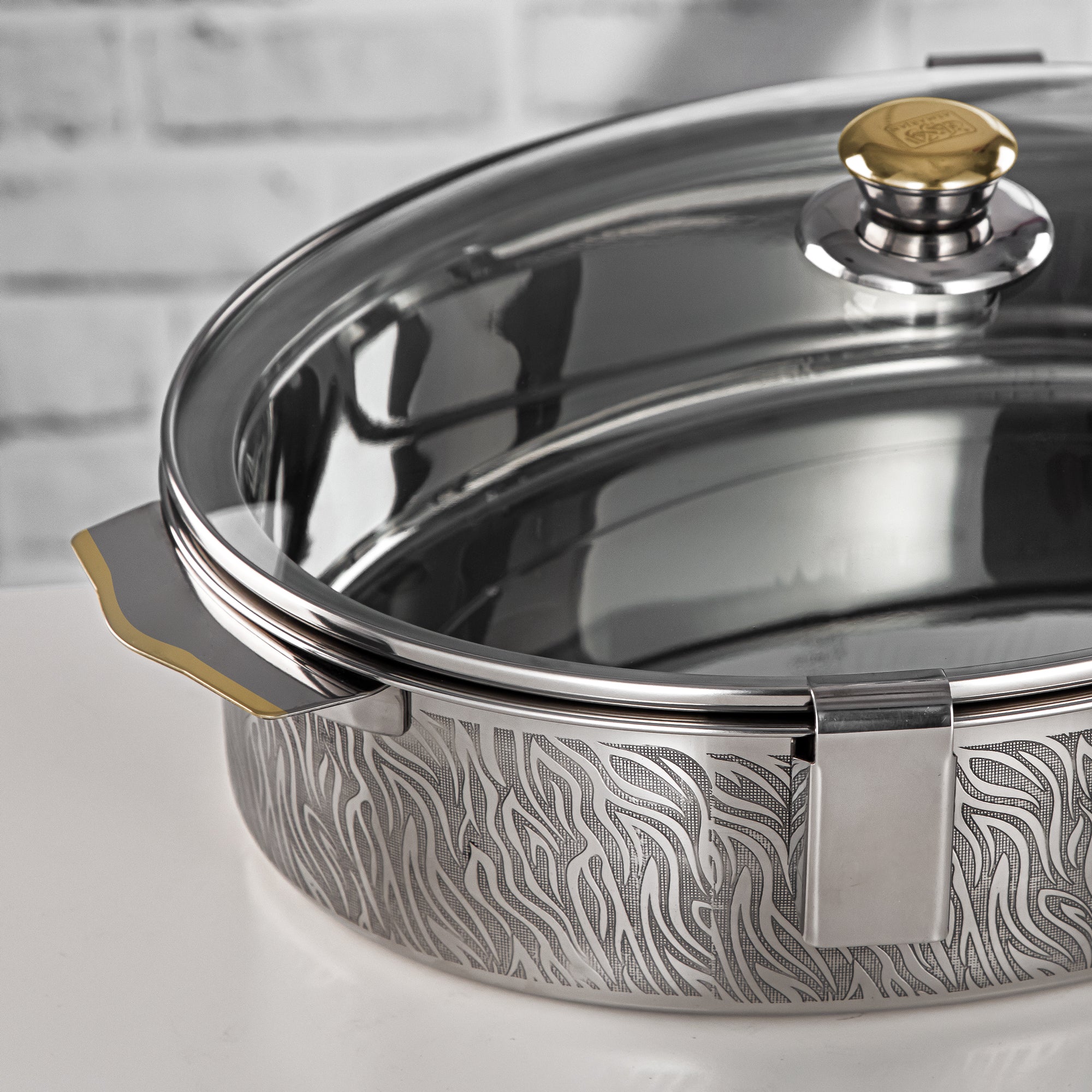 Almarjan Mandi Hot Pot Set Stainless Steel with Glass Cover & Locks 30/35/40 CM 3 Pieces (H24PG1) – Mandi Collection