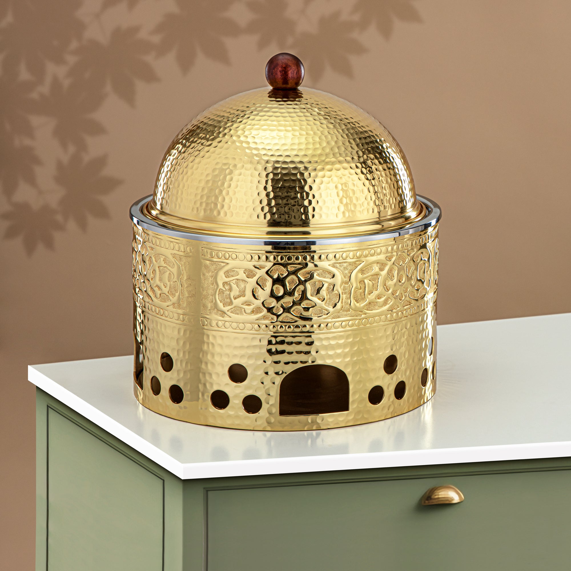 Almarjan Chafing Dish Stainless Steel, 29CM (3 Liters), Gold (MD-3042 A) - Stylish Serveware