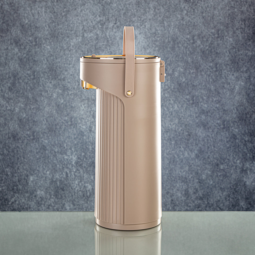 Almarjan 2.2 Liter Pump Vacuum Flask Beige & Gold - SM-2417A-220 BG/G