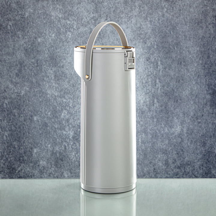 Almarjan 2.2 Liter Pump Vacuum Flask Light Grey & Gold - SM-2417A-220 LG/G