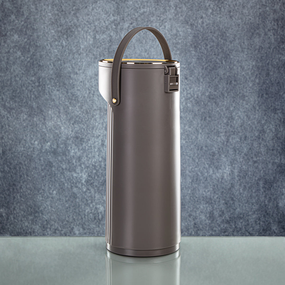 Almarjan 2.2 Liter Pump Vacuum Flask Warm Grey & Gold - SM-2417A-220 WG/G