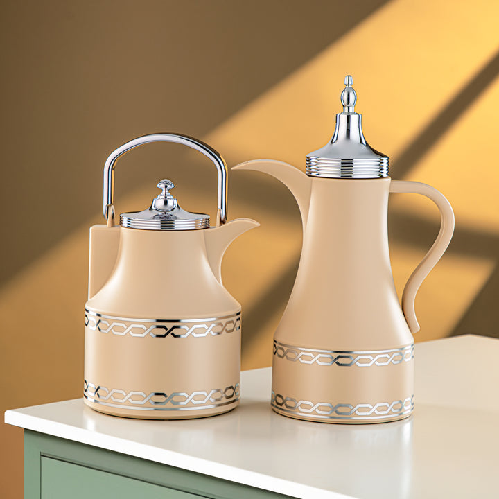 Almarjan 2 Pieces Vacuum Flask Set Beige & Silver - SM-2D936AB-100 BG/C