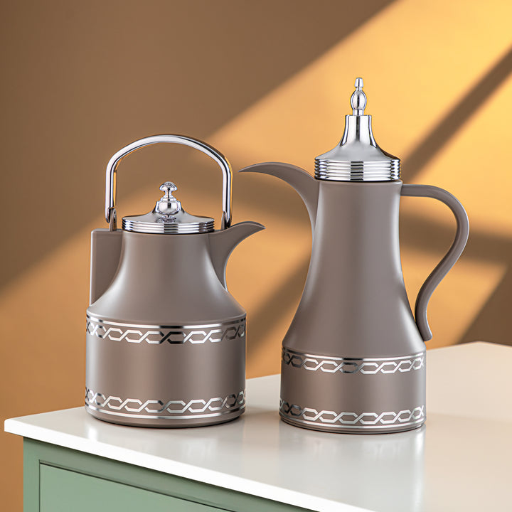 Almarjan 2 Pieces Vacuum Flask Set Brown & Silver - SM-2D936AB-100 WG/C