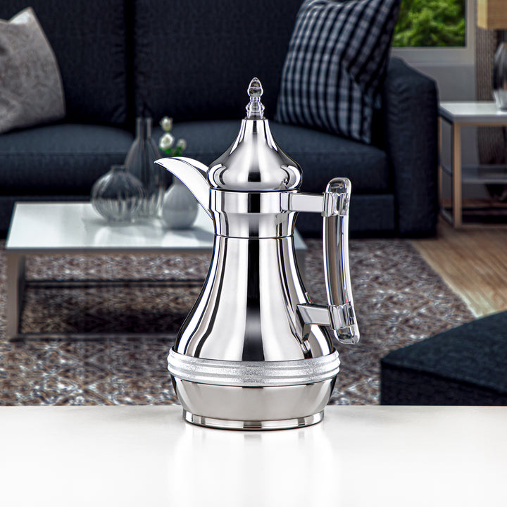 Almarjan 1 Liter Stainless Steel Vacuum Dallah Silver - SND-100CR-CLR