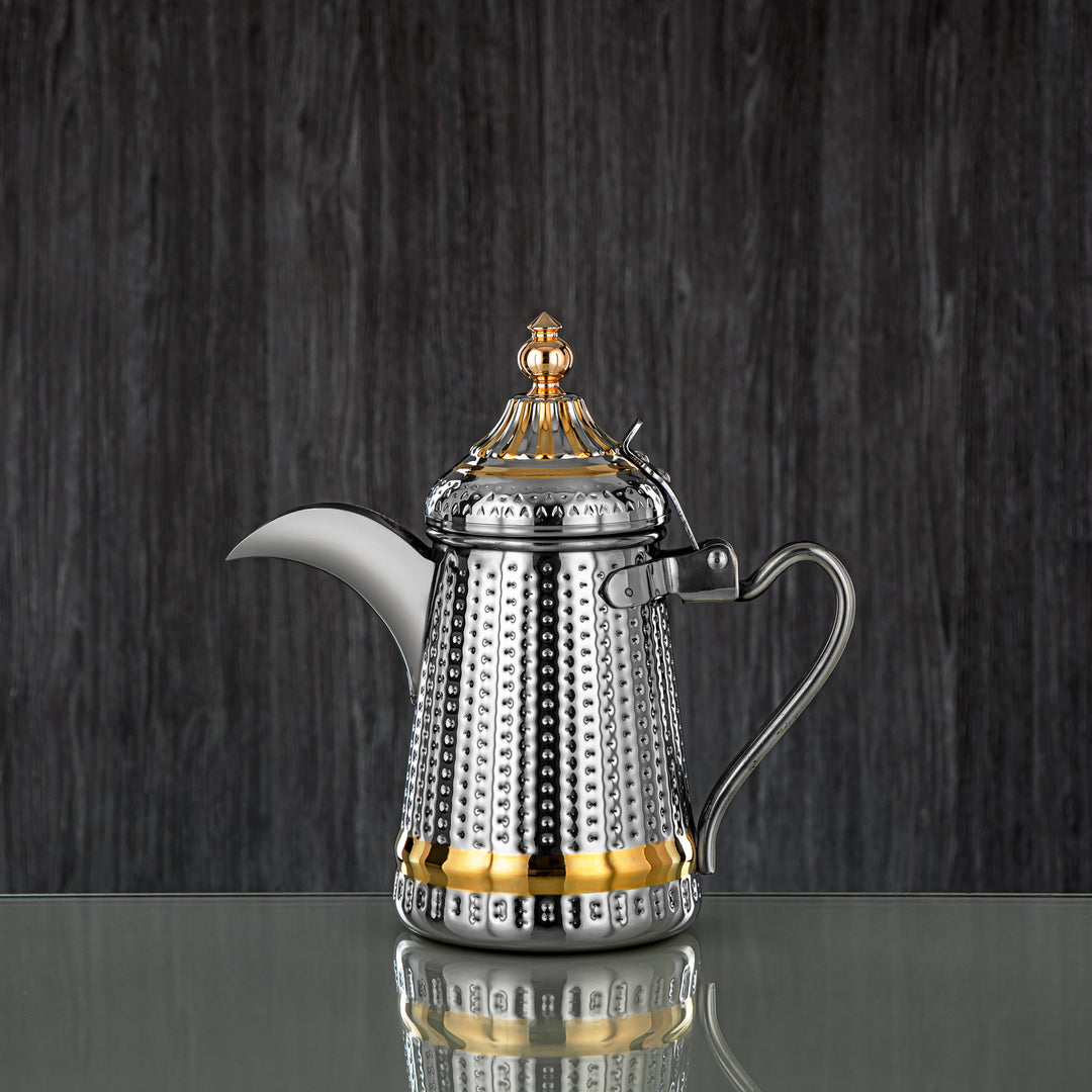 Almarjan 36 Ounce Barari Collection Stainless Steel Coffee Pot Silver & Gold - STS0013042