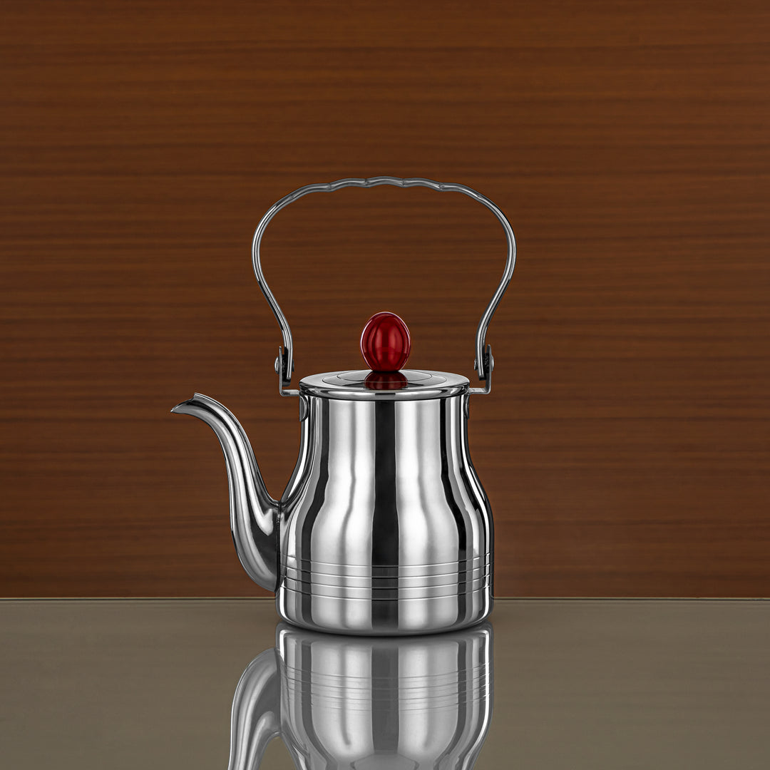 Almarjan 0.7 Liter Elegance Collection Stainless Steel Tea Kettle Silver & Maroon - STS0013138