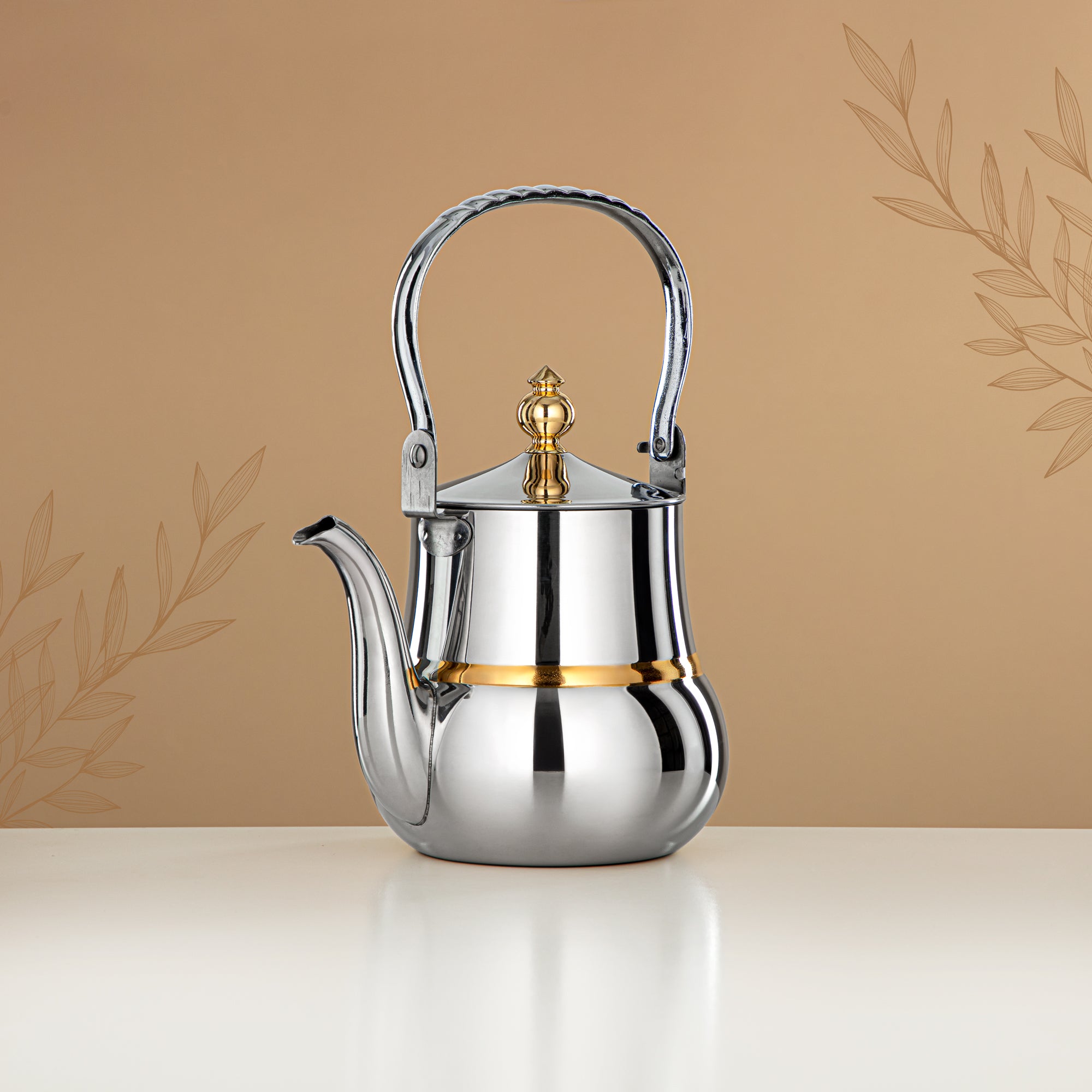 Almarjan Tea Kettle 1L Silver Gold – Elegance