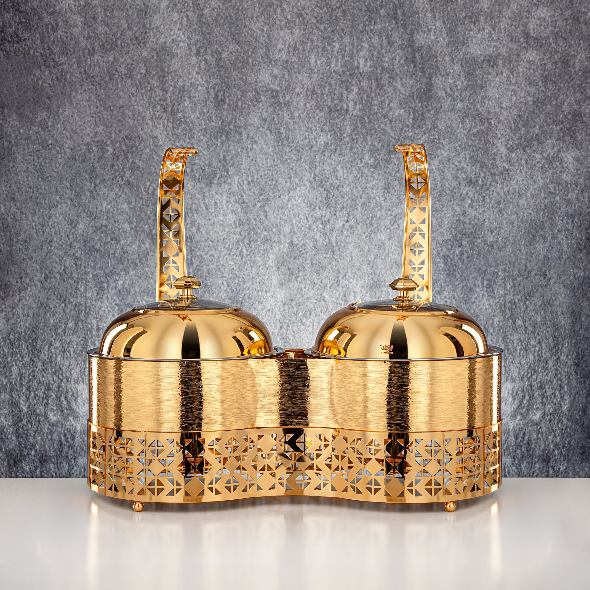 المرقجان 3000 مل + 3000 مل طبق تسخين مزدوج ذهبي - STS0013347