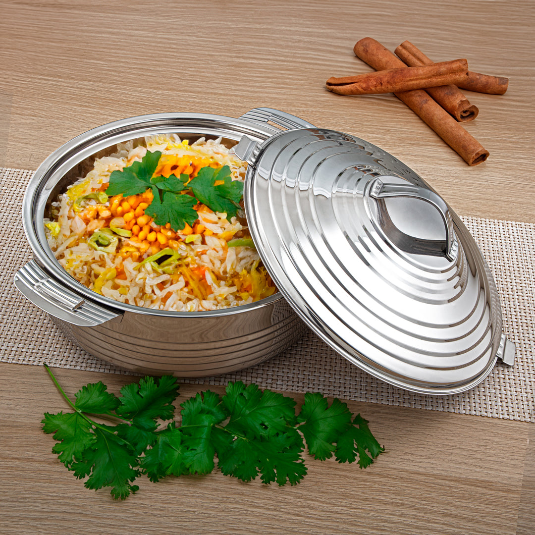 Almarjan 3 Pieces Big Royal Collection Stainless Steel Hot Pot Silver - H23P4