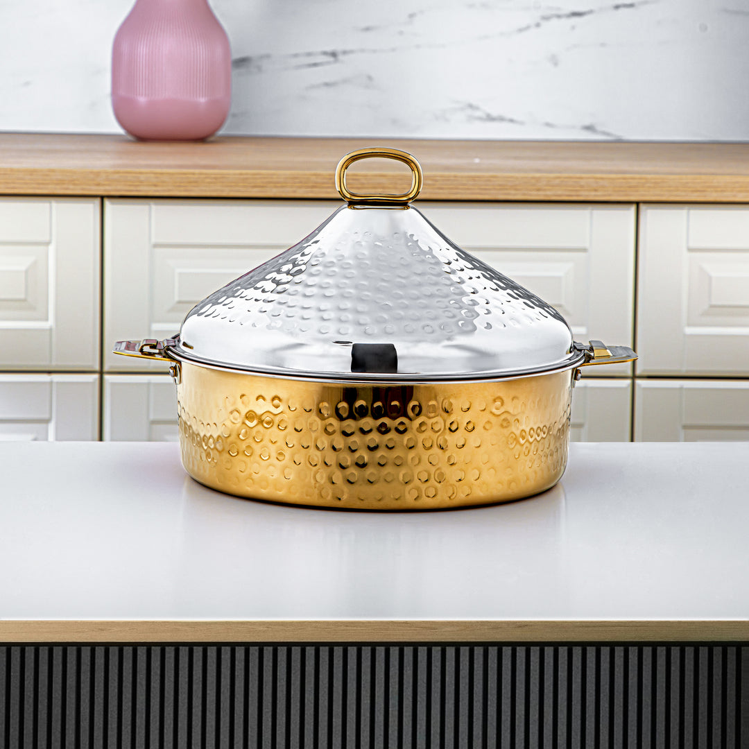 Almarjan 30 CM Abeer Collection Stainless Steel Hot Pot Silver & Gold - H24M20PG