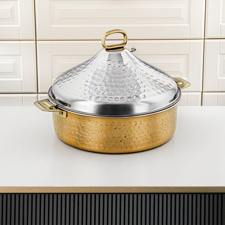 Almarjan 30 CM Abeer Collection Stainless Steel Hot Pot Silver & Gold - H24M20PG