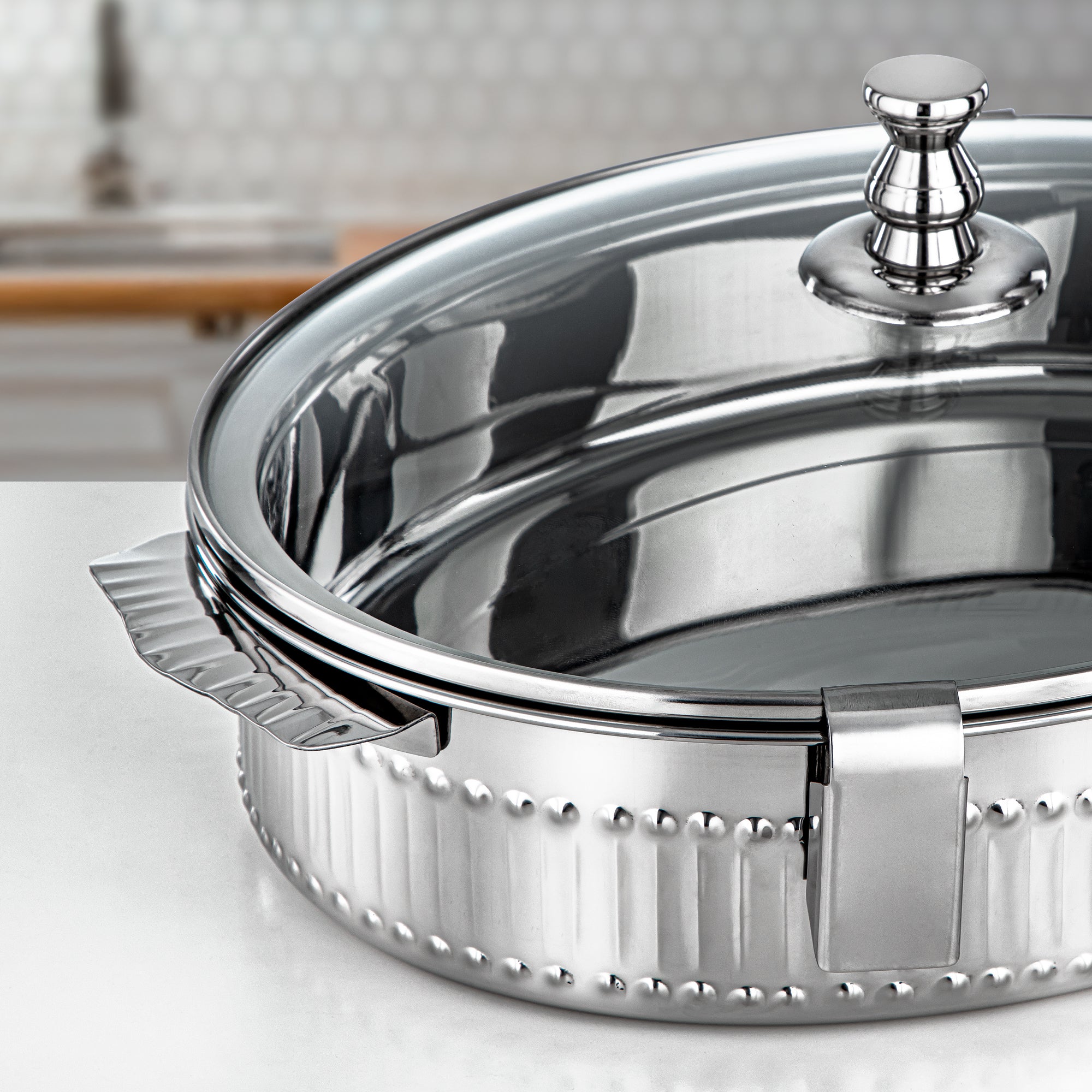 Almarjan Hot Pot Stainless Steel, 40CM (5500ML), Silver (H25M5) - Mandi Collection