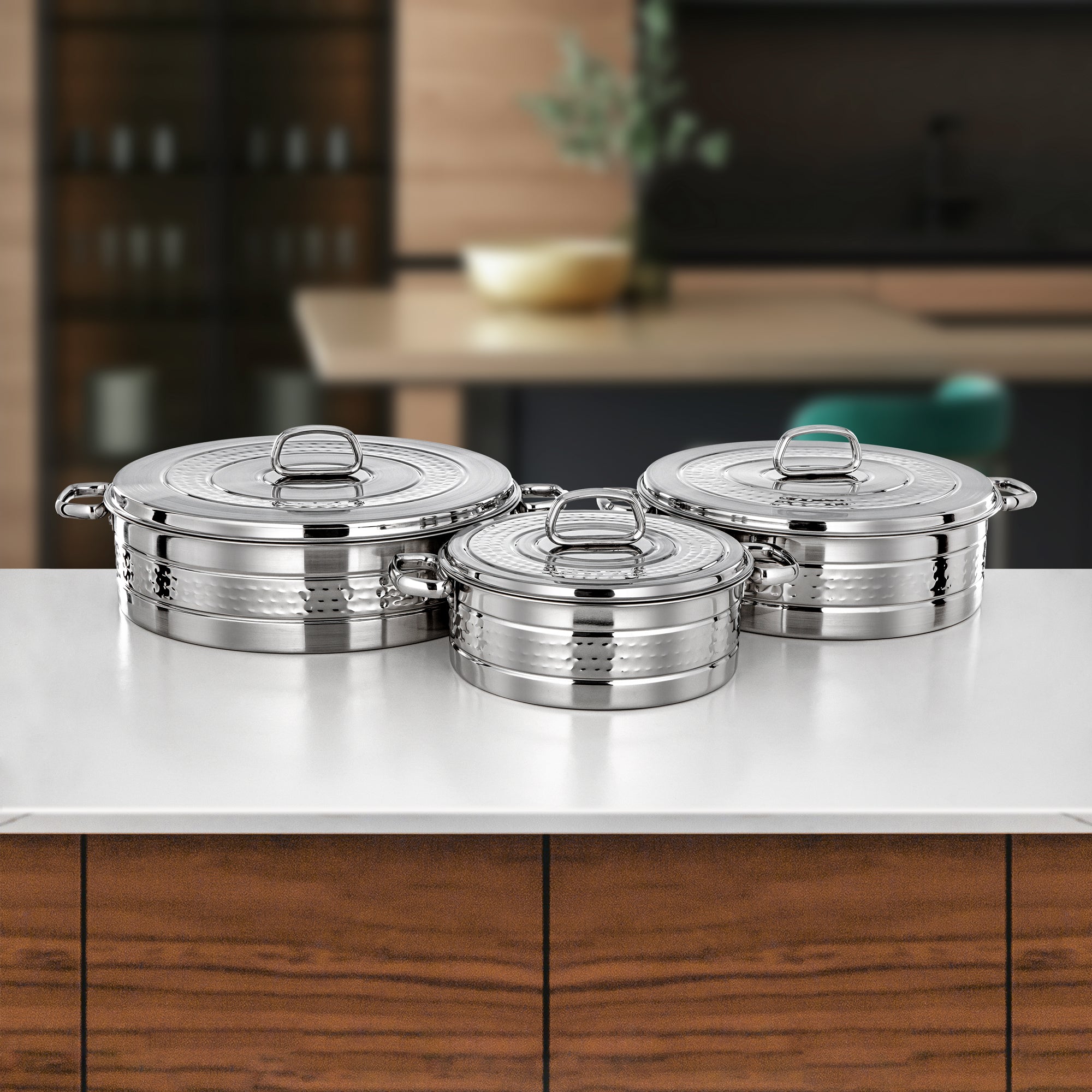 Almarjan Diana Hot Pot Set 3 Pieces Silver