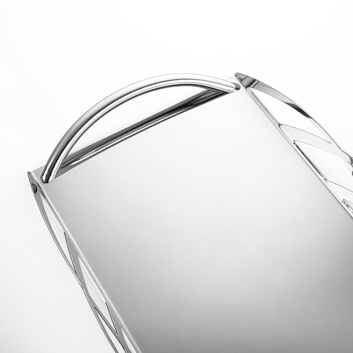 Almarjan Silver Mirror Finish Rectangle Serving Tray - 45CM, Made in Italy