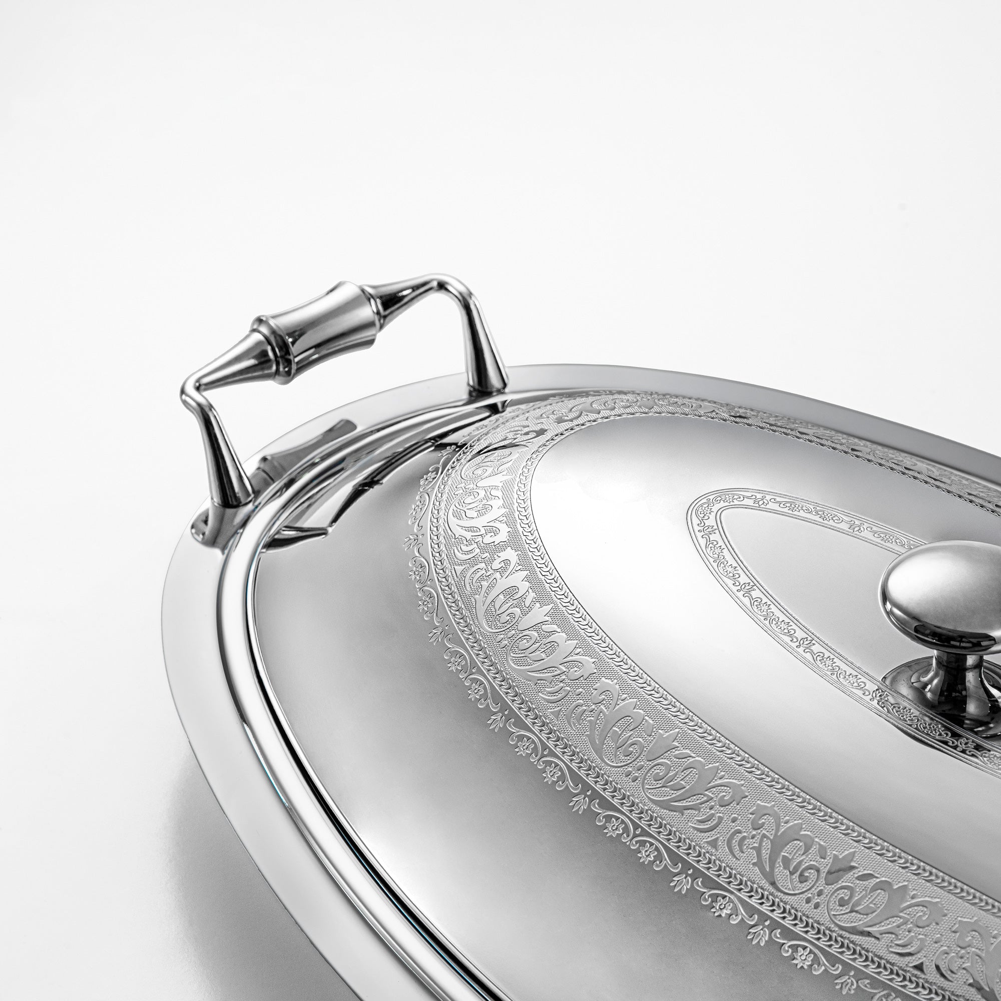 Almarjan Oval Serving Tray with Cover 46cm Silver