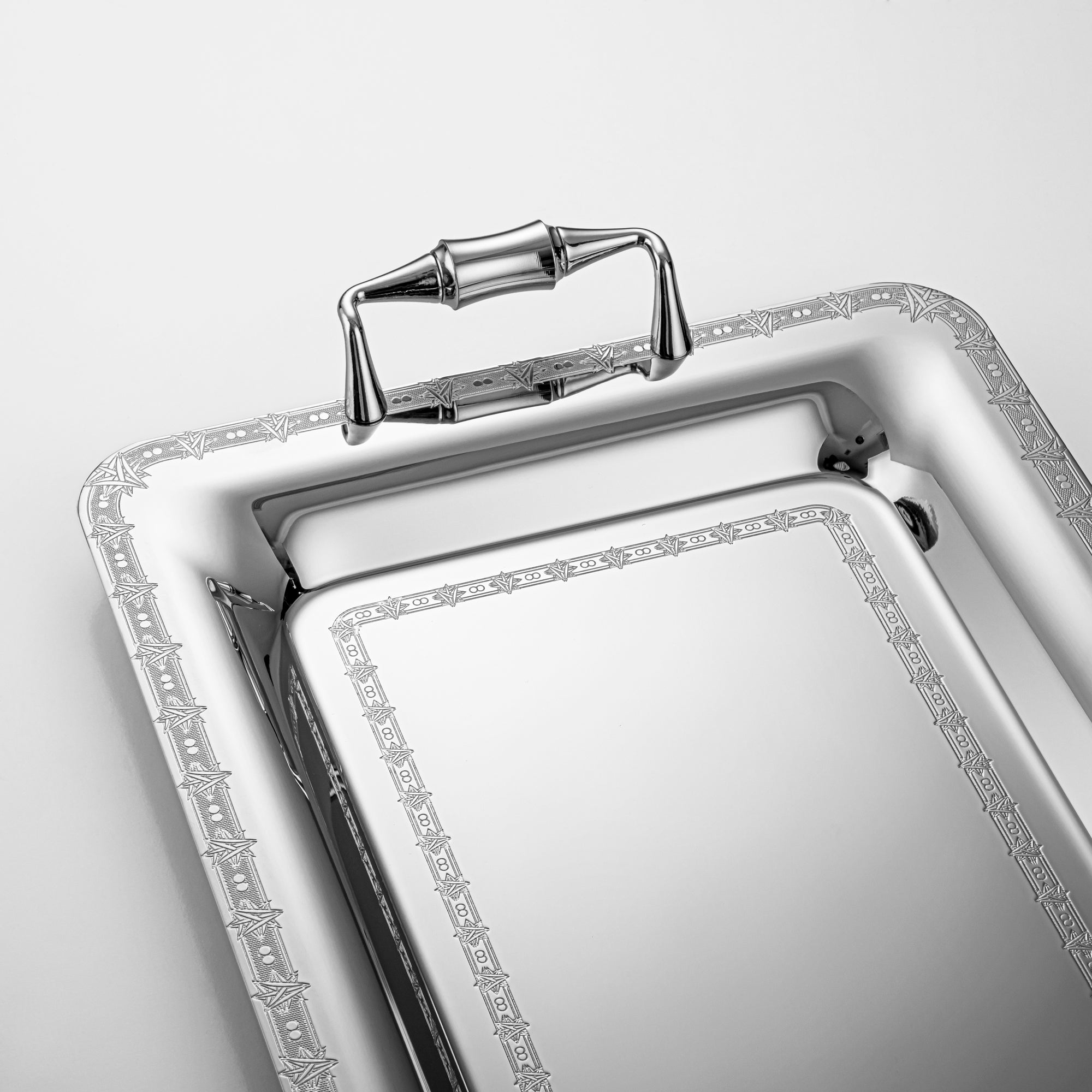 Almarjan 40 CM Crystal Collection Stainless Steel Serving Tray Silver - STS2051246