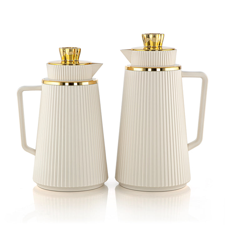 Almarjan 2 Pieces Vacuum Flask Set Ivory & Gold - JT22-100/130 IV/G