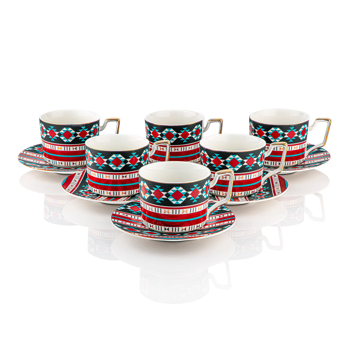 Almarjan 6 Pieces Fonon Collection Cup & Saucer - 7645