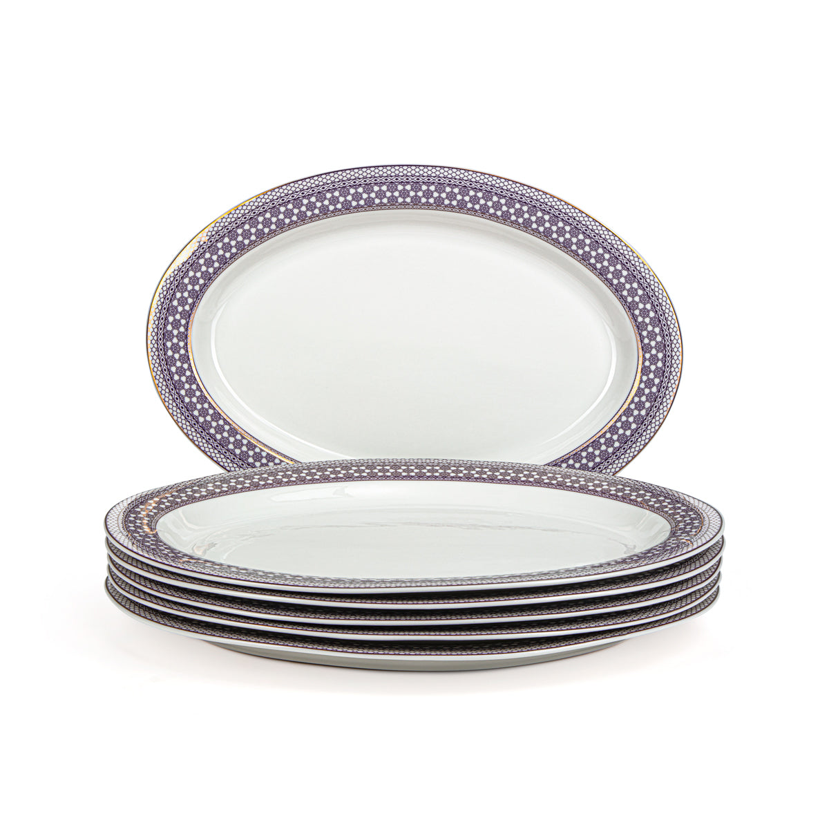 Almarjan 6 Pieces 14 Inch Oval Plate Set - SX-015