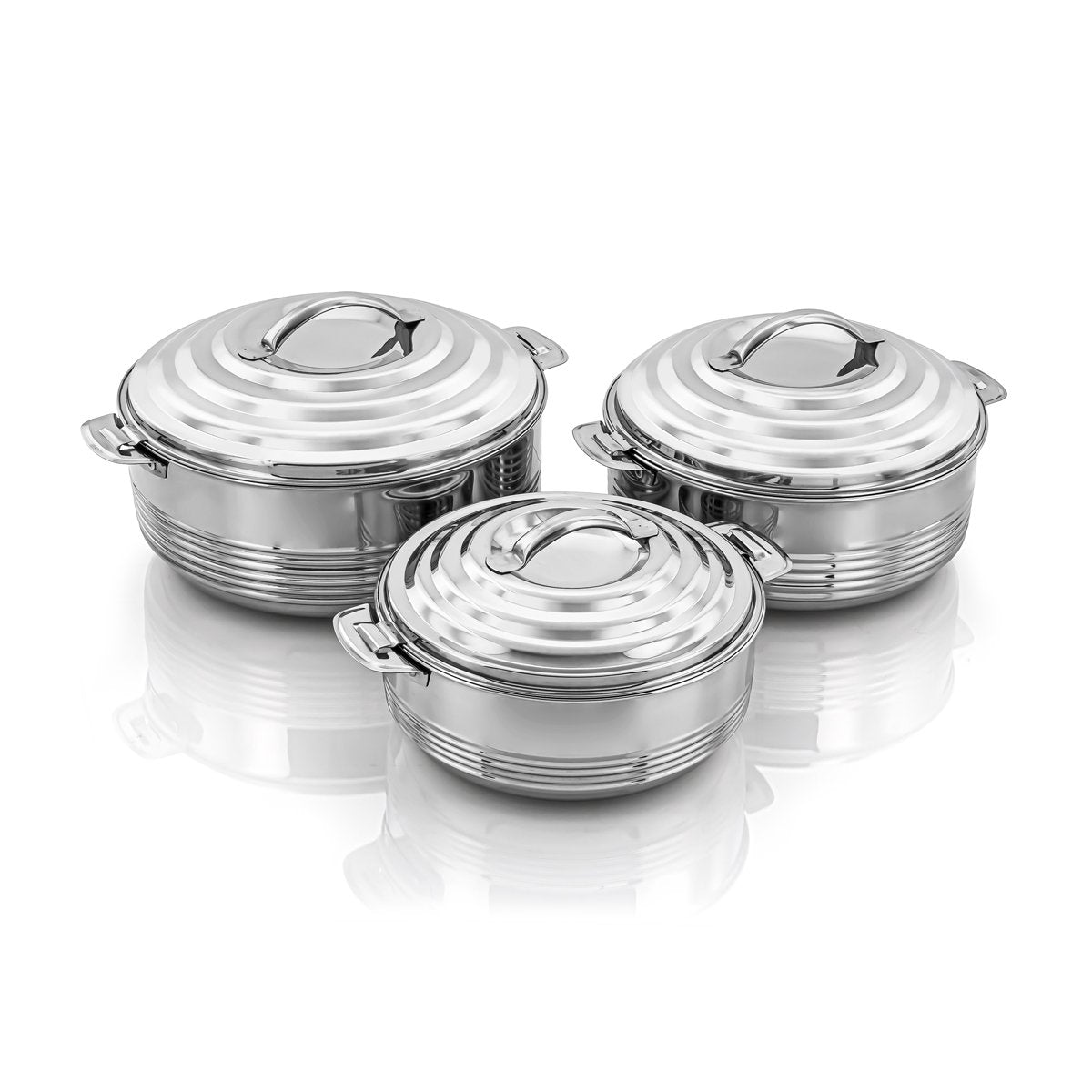 Almarjan 3 Pieces Casa Collection Stainless Steel Hot Pot Silver - STS0292503